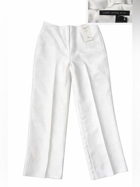 Larry Levine White Textured Pants Size 6 NWT Office Business Chic Elegant